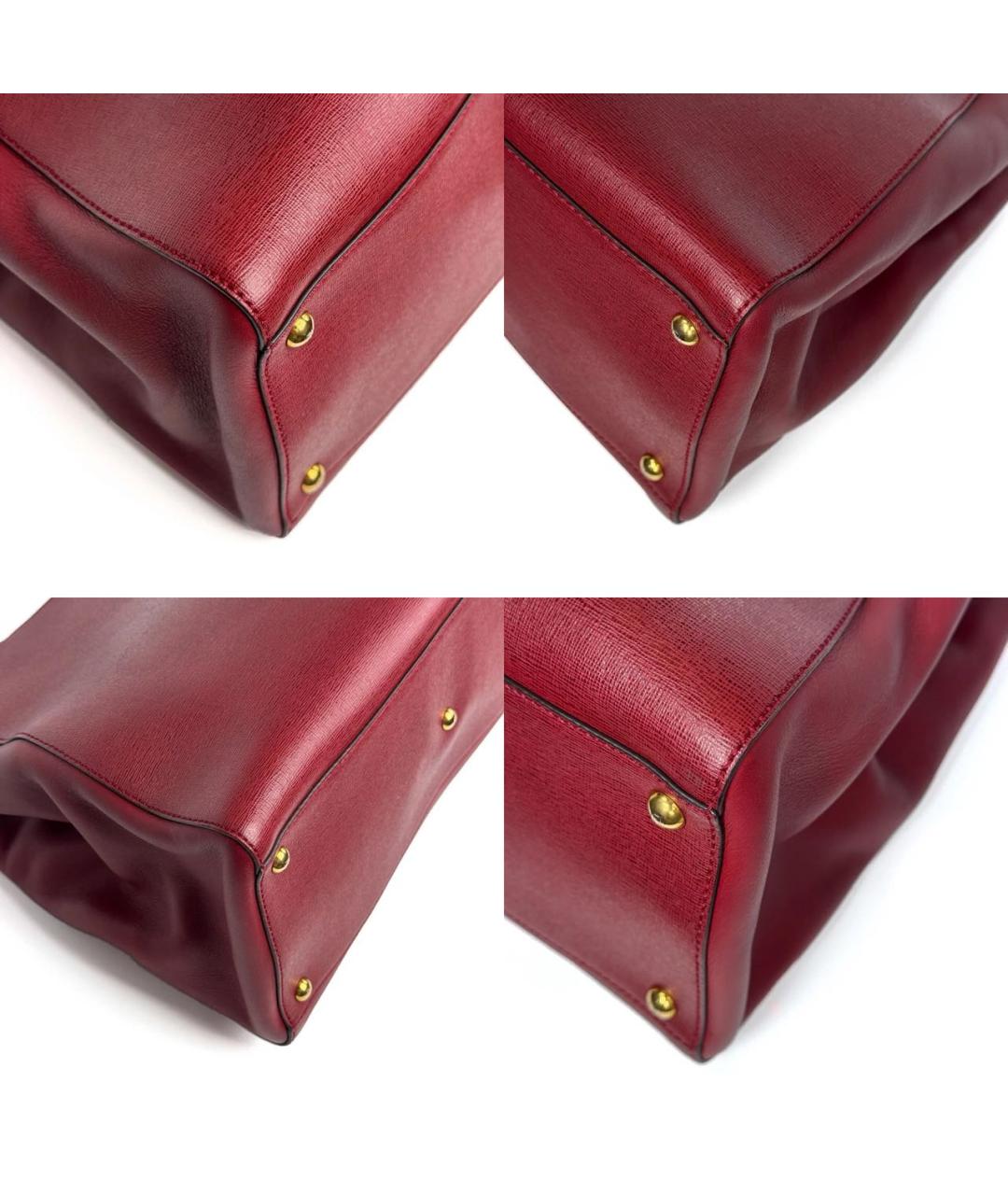FENDI Бордовая кожаная сумка тоут, фото 8