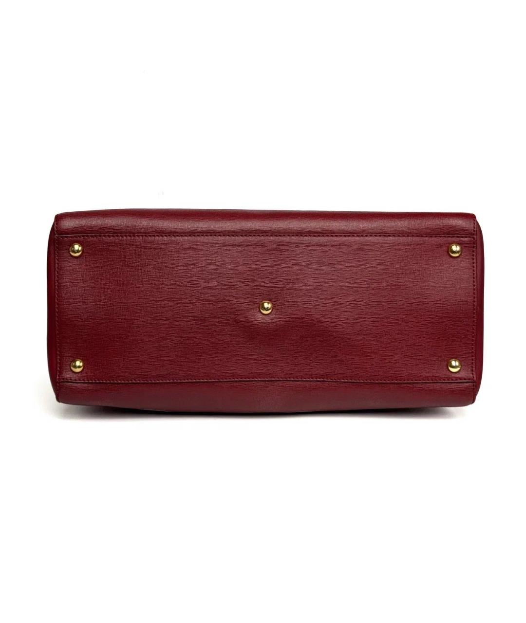 FENDI Бордовая кожаная сумка тоут, фото 3