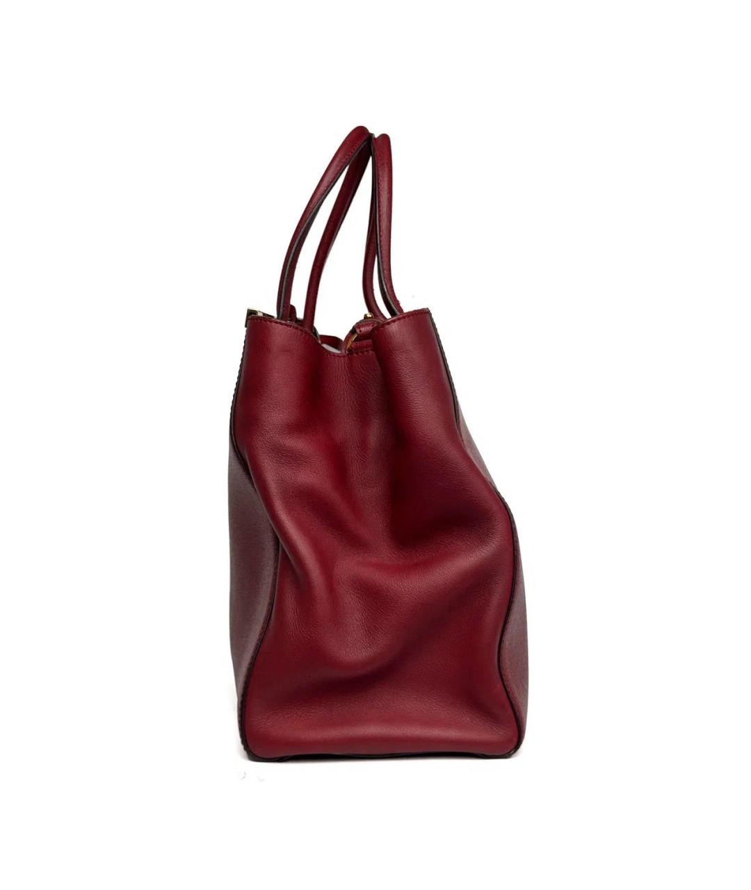 FENDI Бордовая кожаная сумка тоут, фото 5