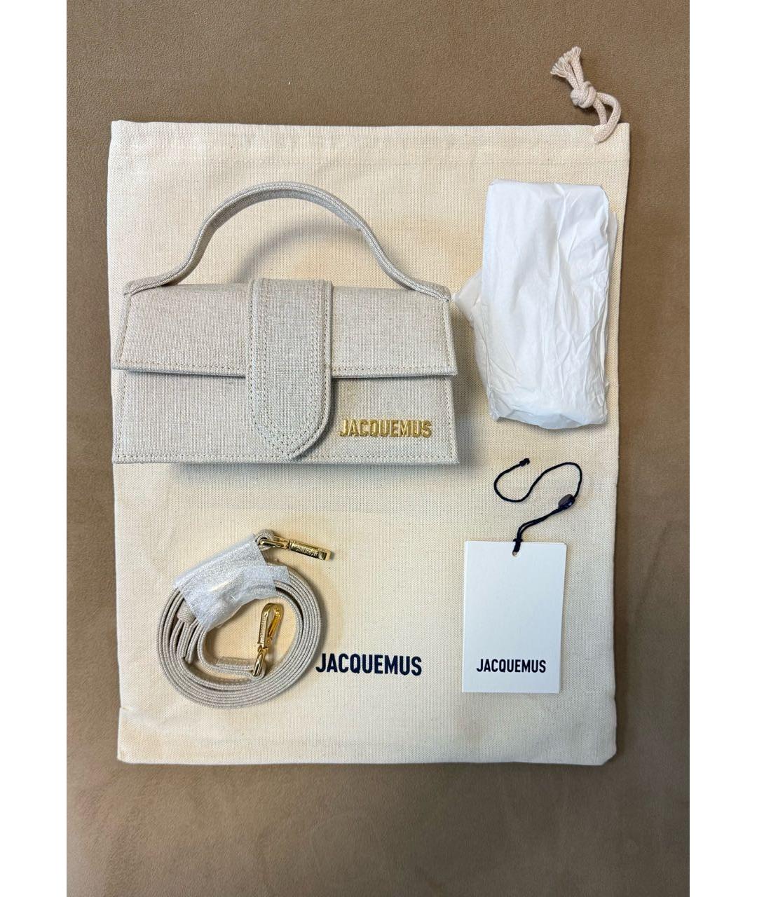 JACQUEMUS Бежевая хлопковая сумка с короткими ручками, фото 6