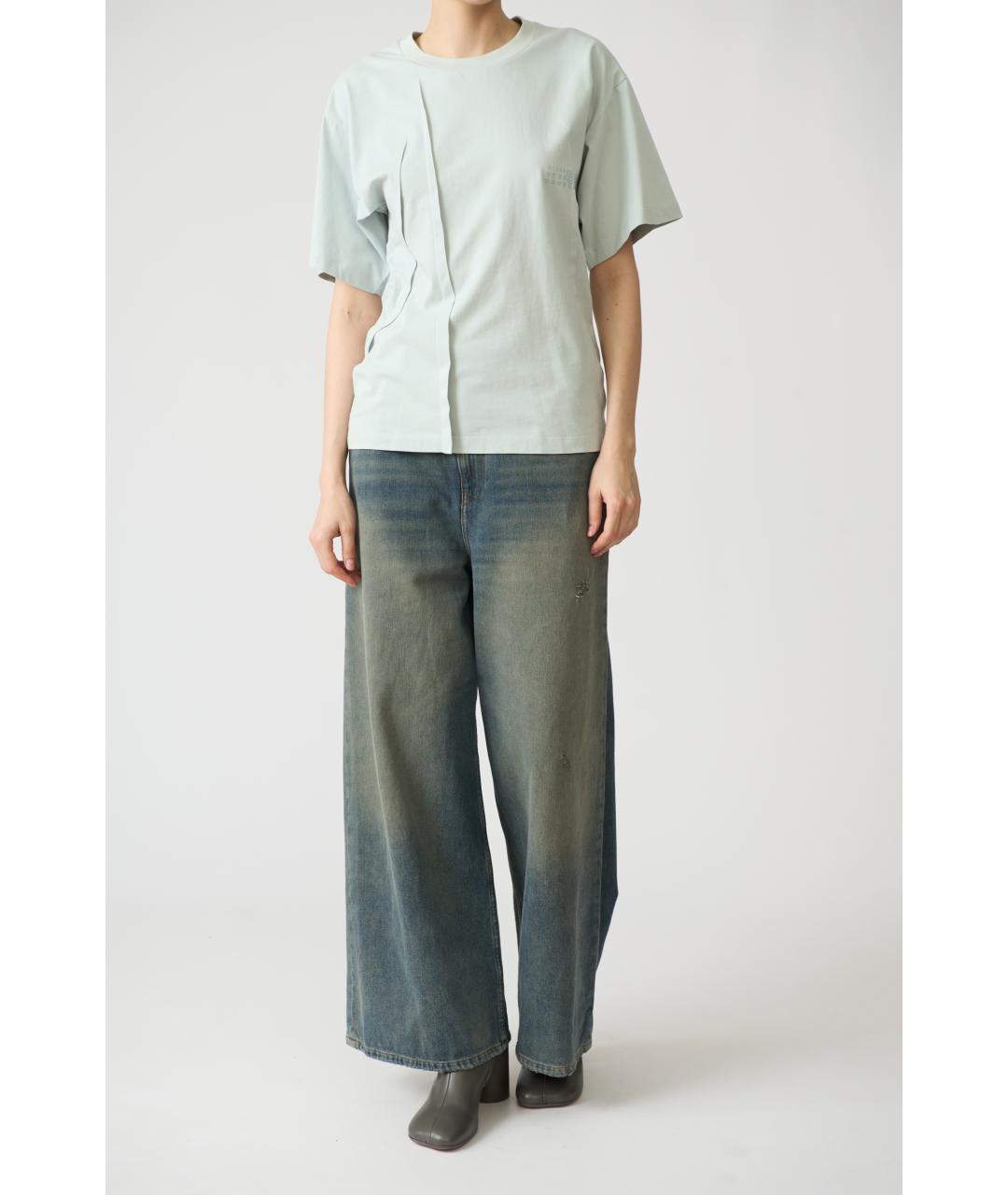 MM6 MAISON MARGIELA Голубая хлопковая футболка, фото 5
