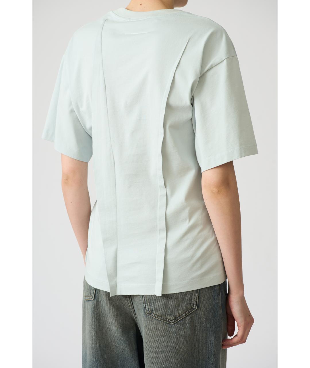 MM6 MAISON MARGIELA Голубая хлопковая футболка, фото 4