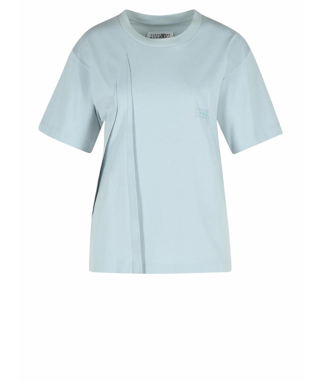 MM6 MAISON MARGIELA Голубая хлопковая футболка, фото 1