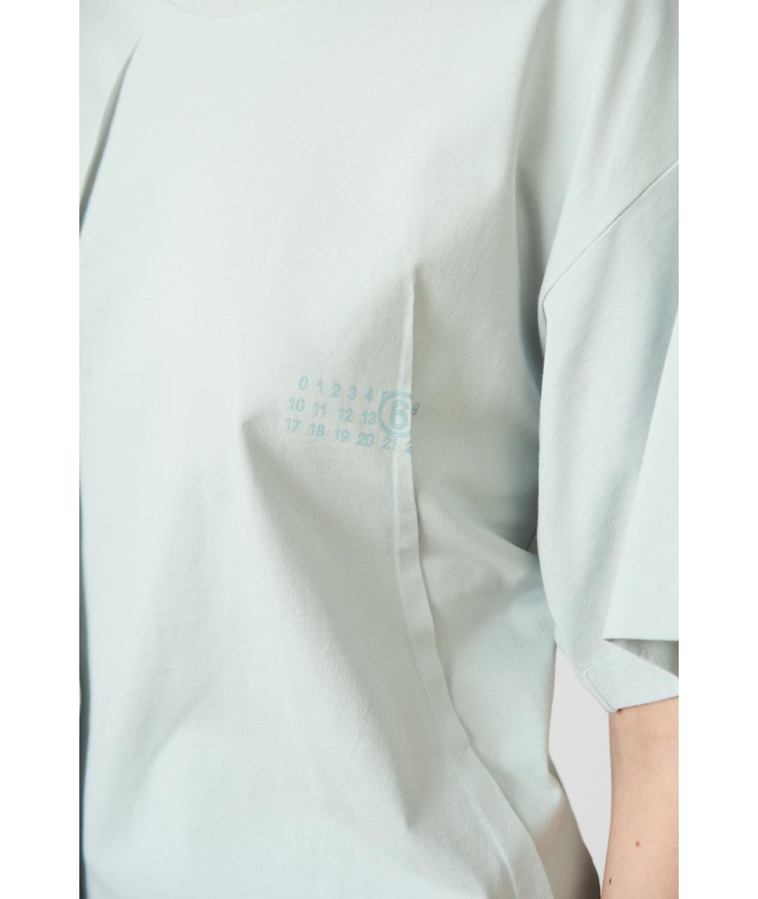 MM6 MAISON MARGIELA Голубая хлопковая футболка, фото 3