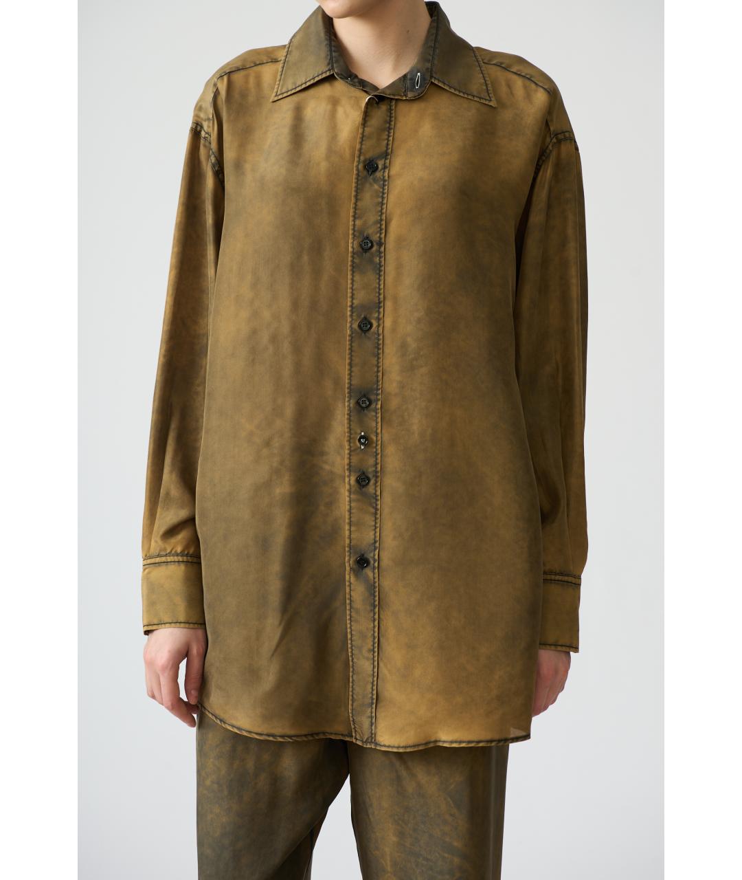 MM6 MAISON MARGIELA Хаки шелковая рубашка, фото 3
