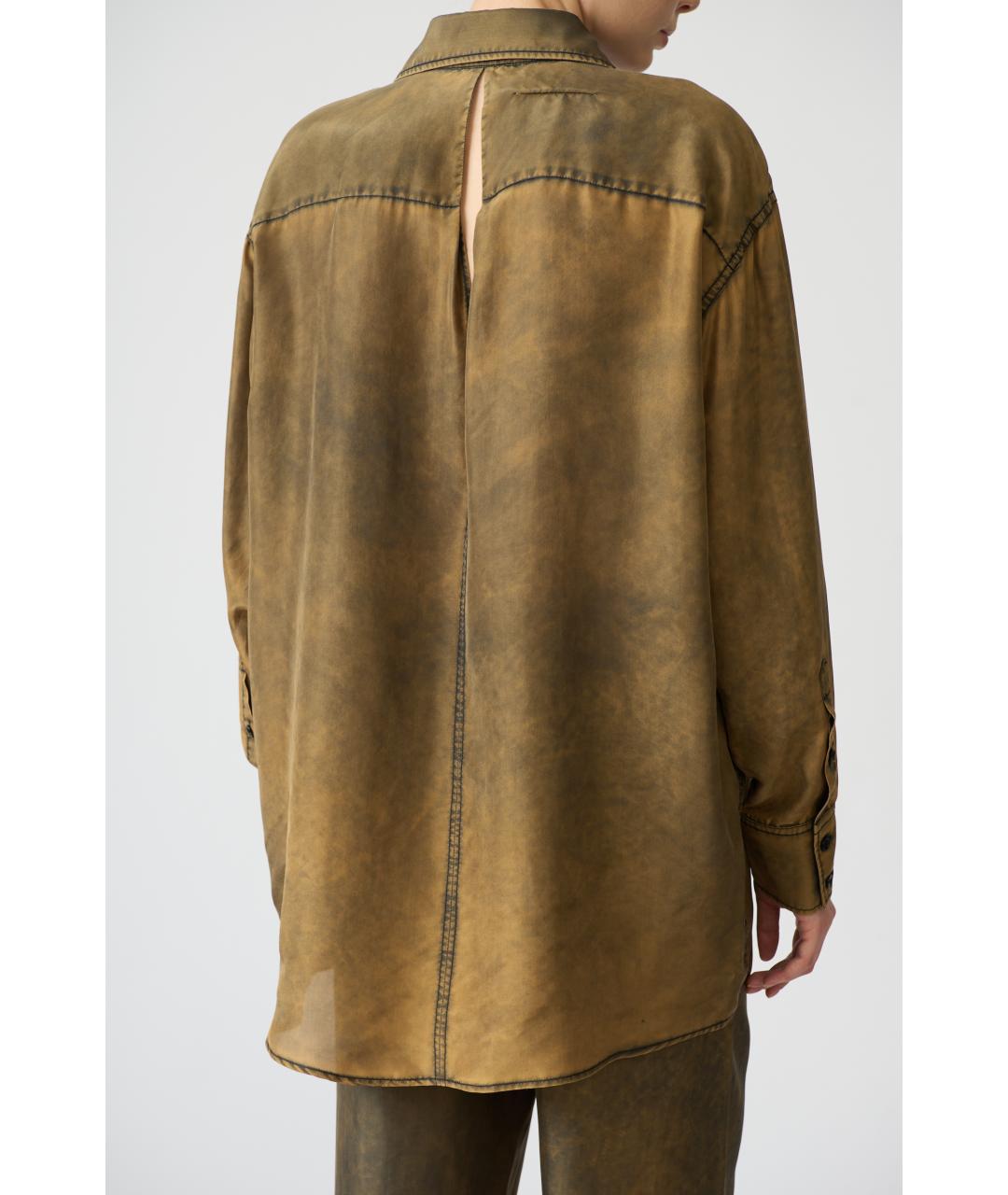 MM6 MAISON MARGIELA Хаки шелковая рубашка, фото 6