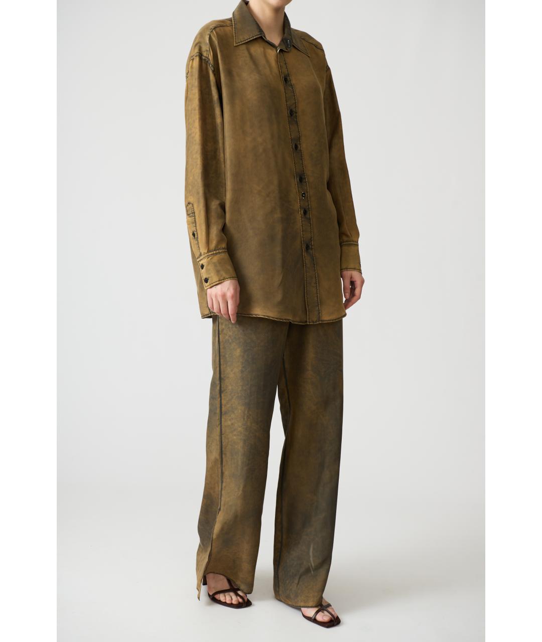 MM6 MAISON MARGIELA Хаки шелковая рубашка, фото 2