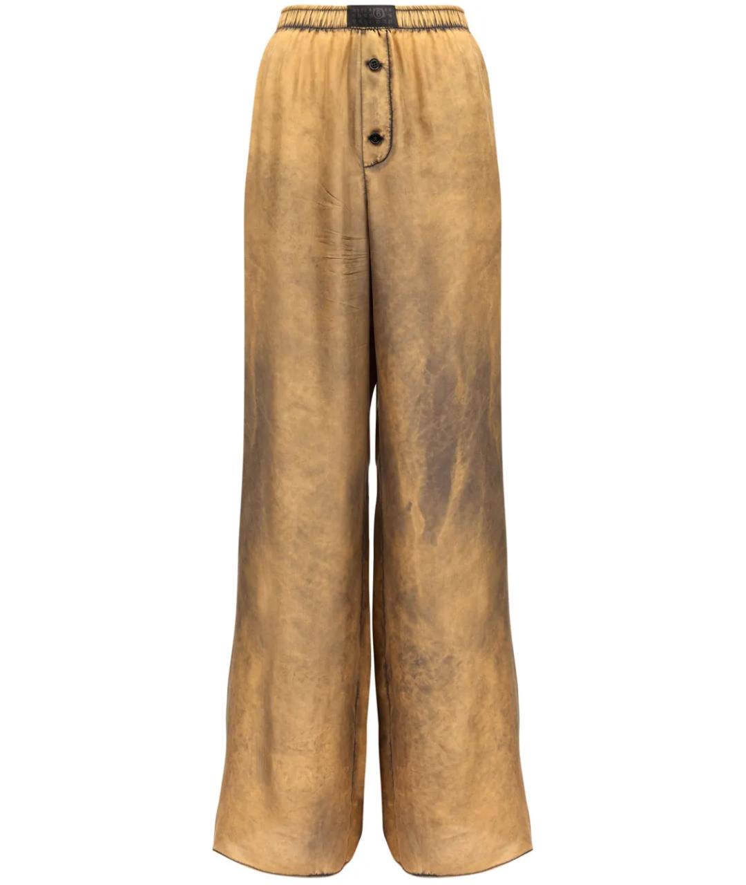 MM6 MAISON MARGIELA Коричневые шелковые прямые брюки, фото 1