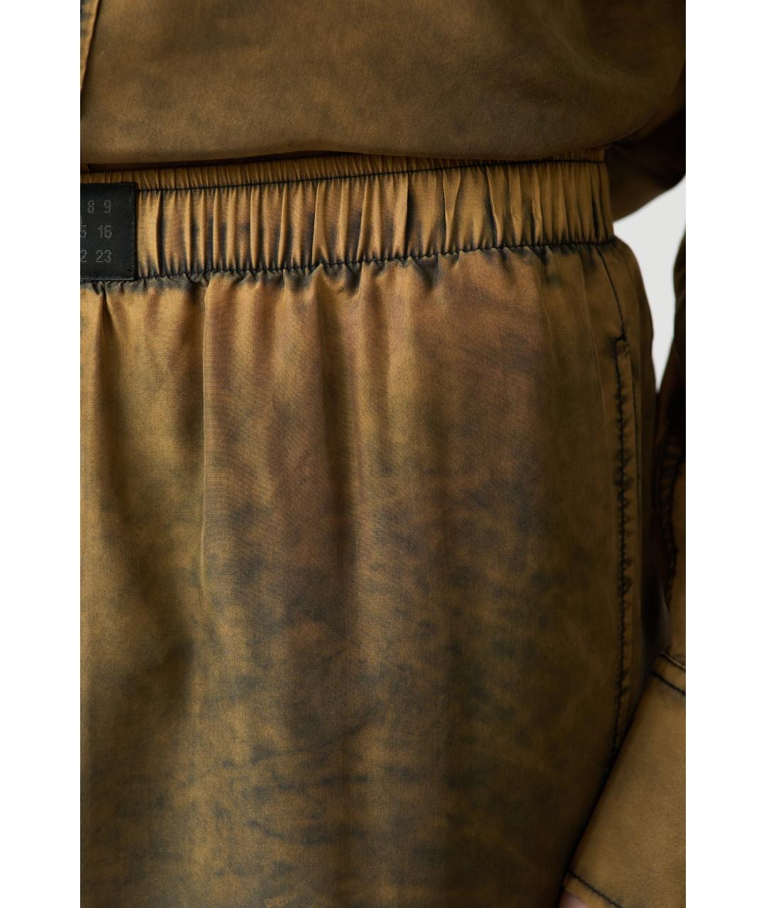 MM6 MAISON MARGIELA Коричневые шелковые прямые брюки, фото 4