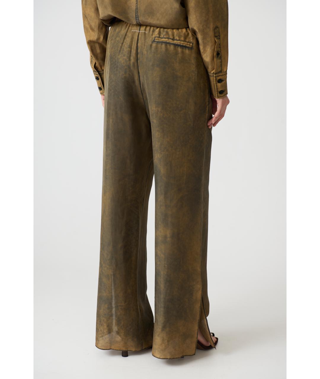MM6 MAISON MARGIELA Коричневые шелковые прямые брюки, фото 5