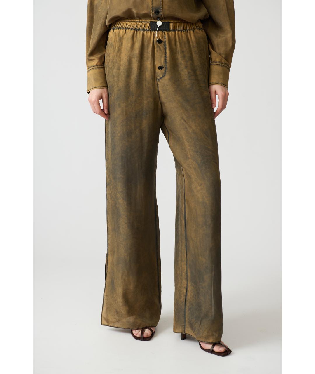 MM6 MAISON MARGIELA Коричневые шелковые прямые брюки, фото 2