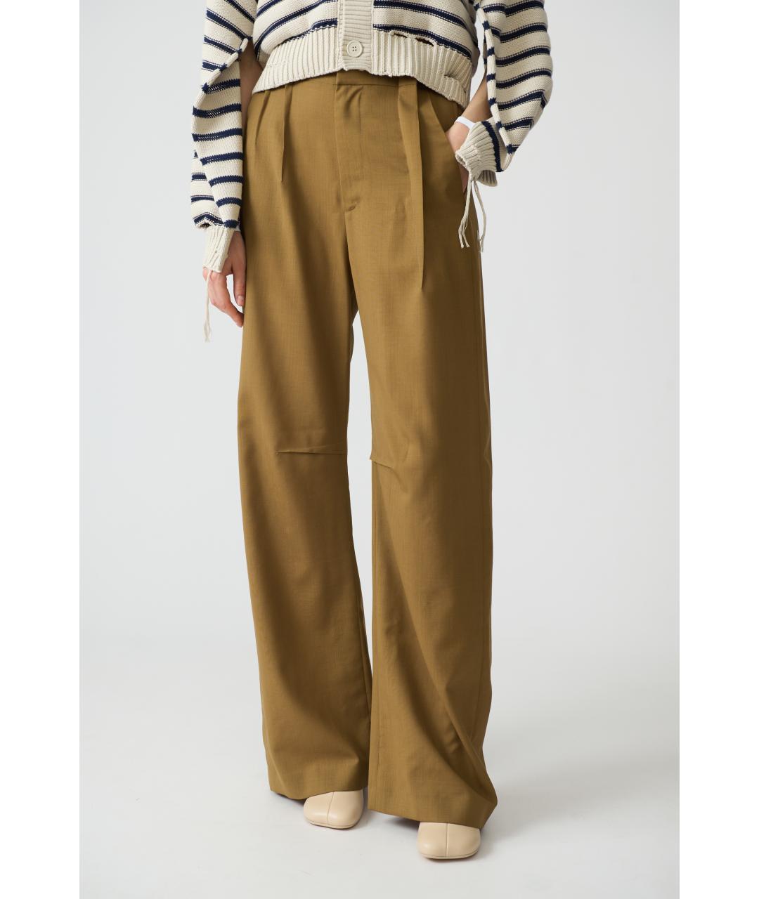 MM6 MAISON MARGIELA Коричневые шерстяные прямые брюки, фото 2
