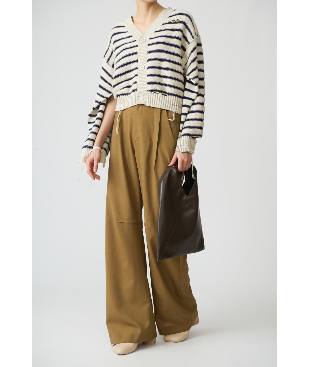 MM6 MAISON MARGIELA Коричневые шерстяные прямые брюки, фото 6