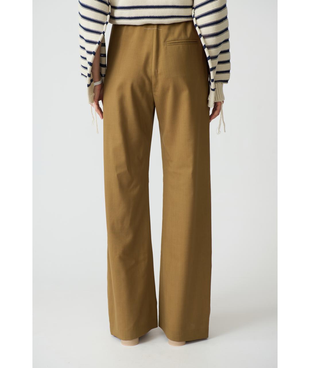 MM6 MAISON MARGIELA Коричневые шерстяные прямые брюки, фото 4
