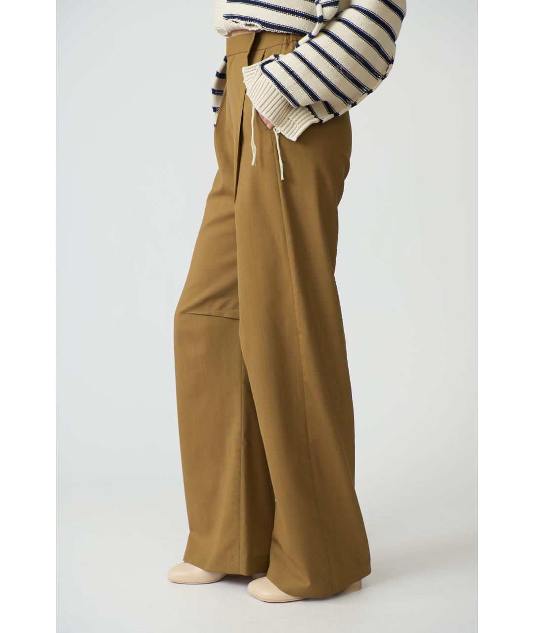 MM6 MAISON MARGIELA Коричневые шерстяные прямые брюки, фото 5