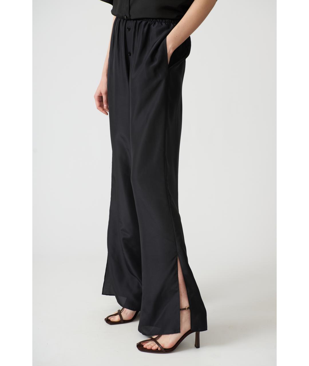 MM6 MAISON MARGIELA Черные шелковые прямые брюки, фото 4