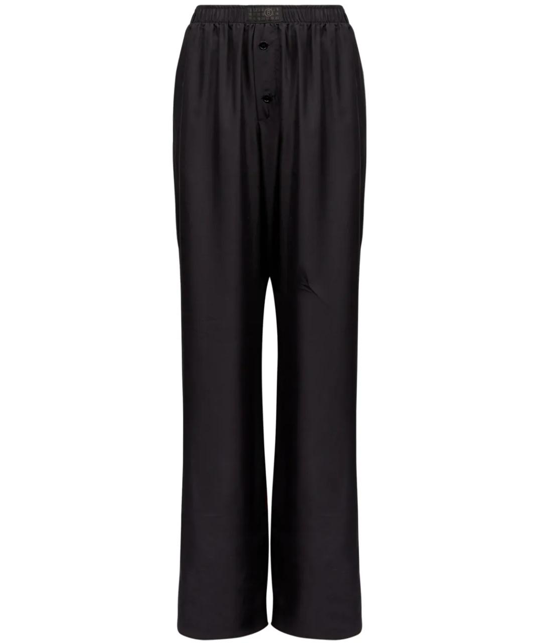 MM6 MAISON MARGIELA Черные шелковые прямые брюки, фото 1