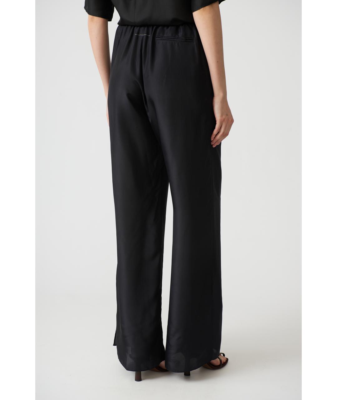 MM6 MAISON MARGIELA Черные шелковые прямые брюки, фото 5