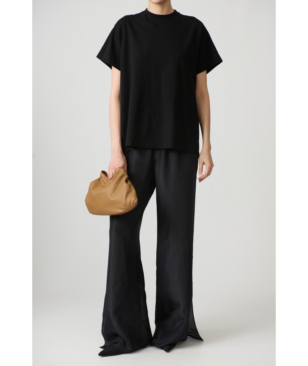MM6 MAISON MARGIELA Черные шелковые прямые брюки, фото 7