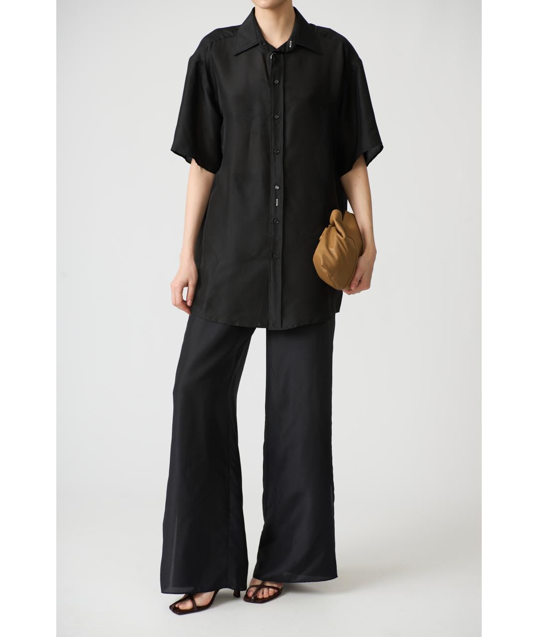 MM6 MAISON MARGIELA Черные шелковые прямые брюки, фото 6