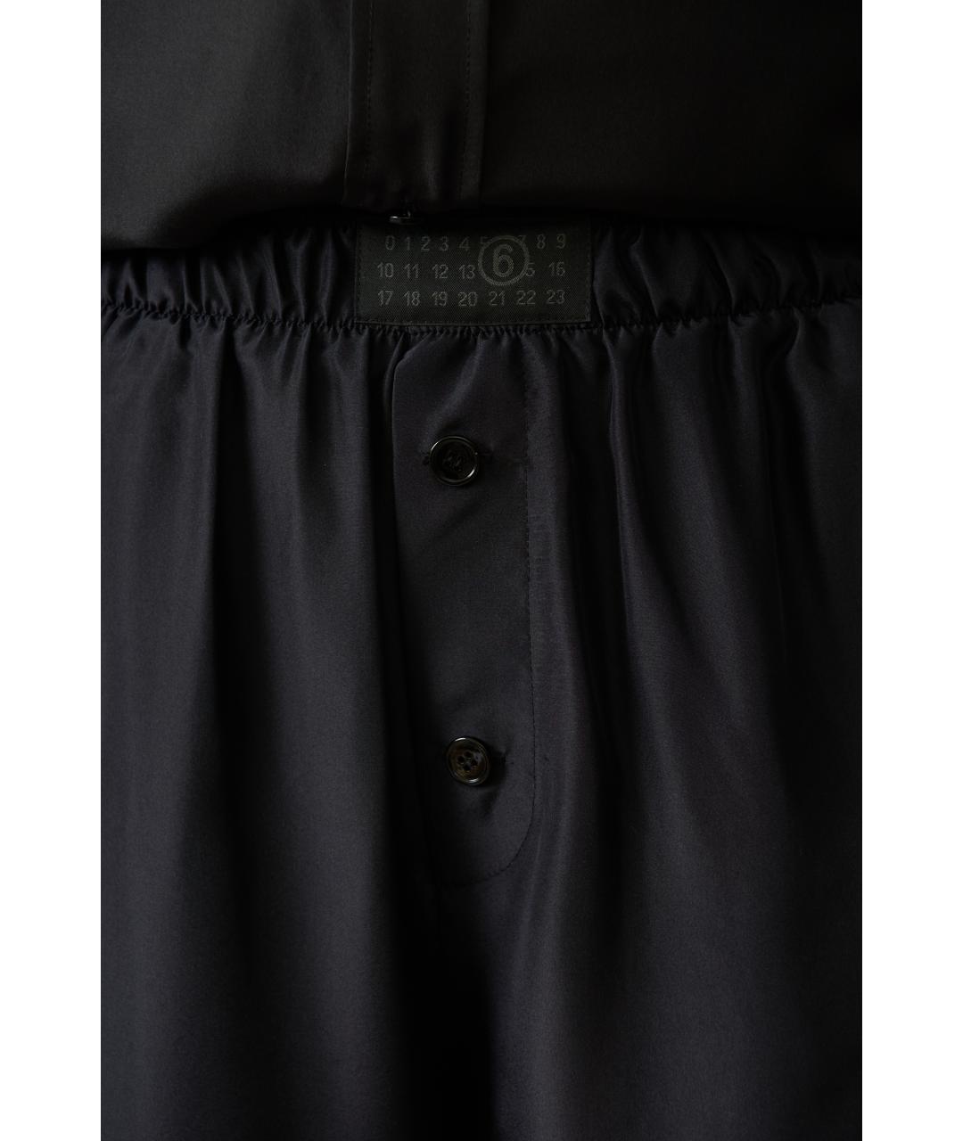 MM6 MAISON MARGIELA Черные шелковые прямые брюки, фото 3