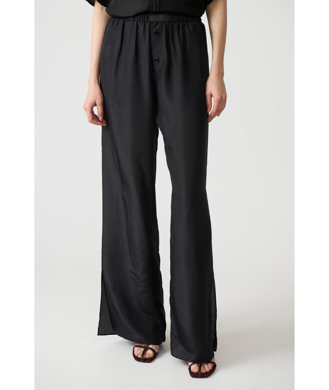 MM6 MAISON MARGIELA Черные шелковые прямые брюки, фото 2