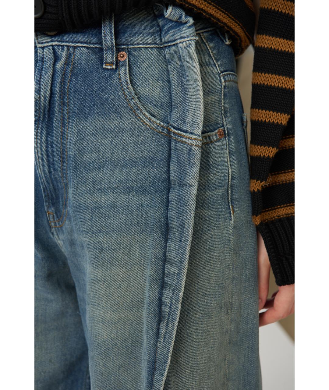 MM6 MAISON MARGIELA Темно-синие хлопковые прямые джинсы, фото 4