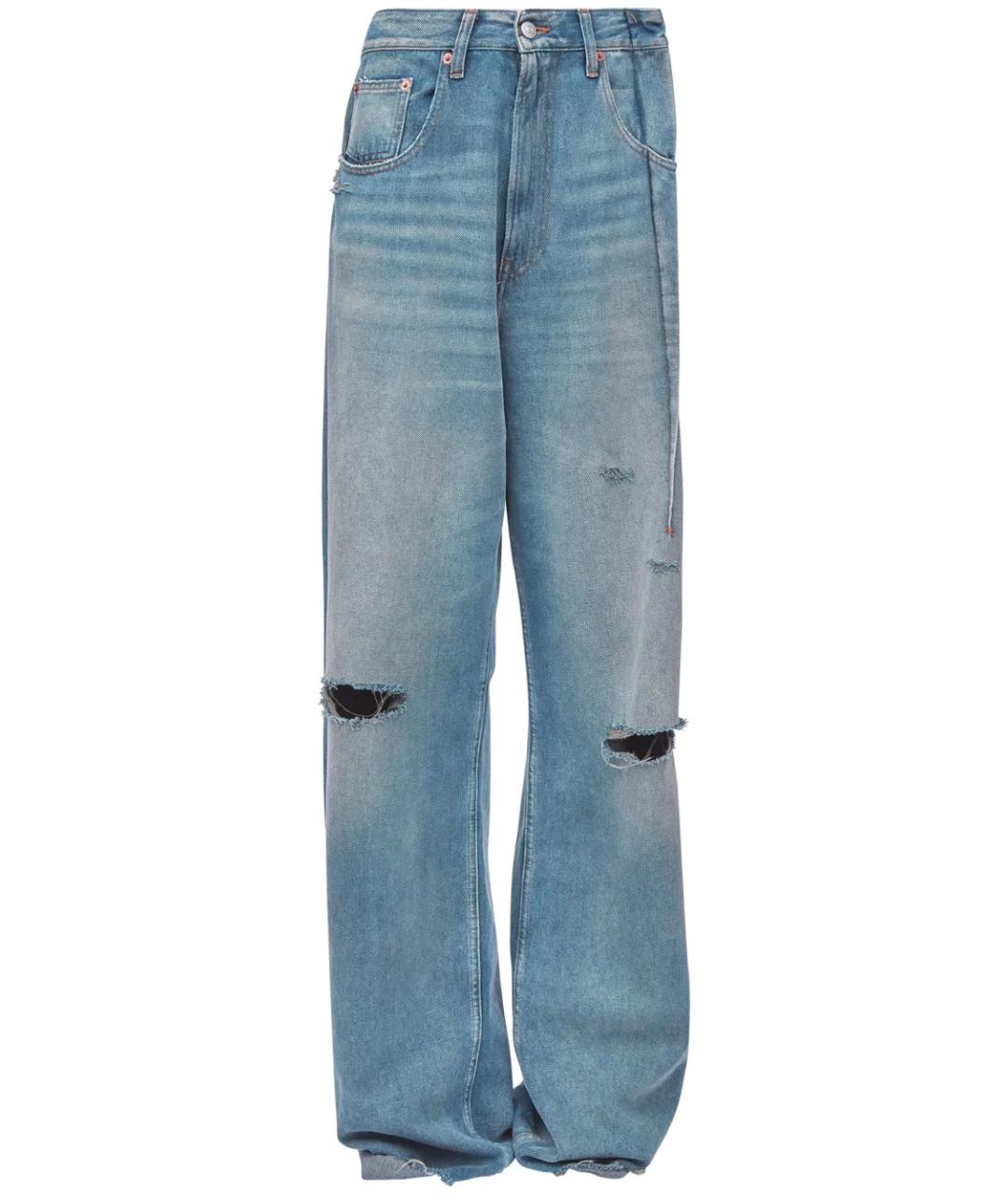 MM6 MAISON MARGIELA Темно-синие хлопковые прямые джинсы, фото 1