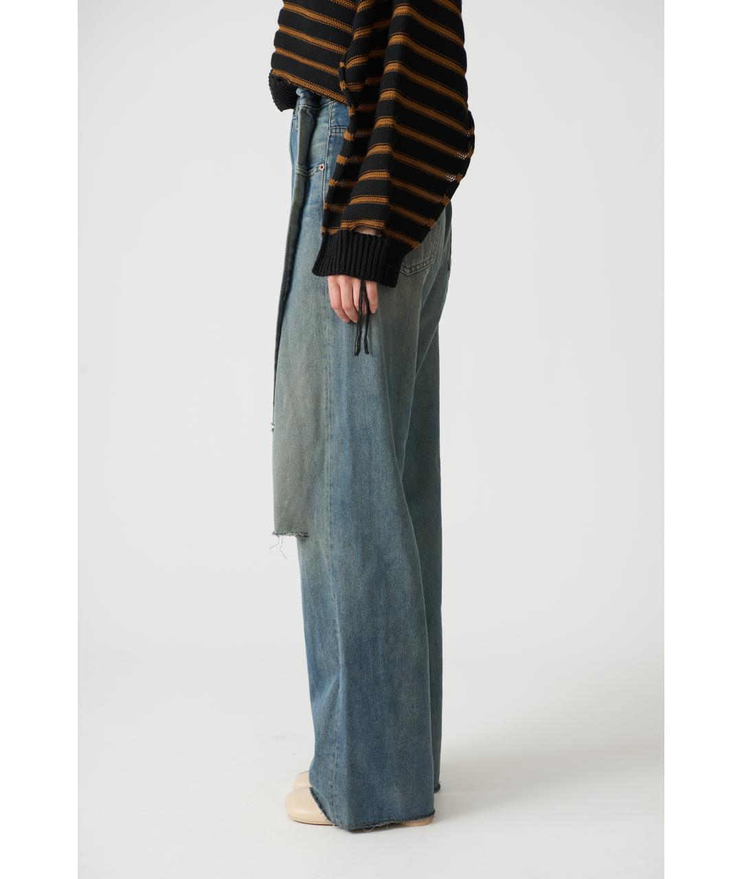 MM6 MAISON MARGIELA Темно-синие хлопковые прямые джинсы, фото 5
