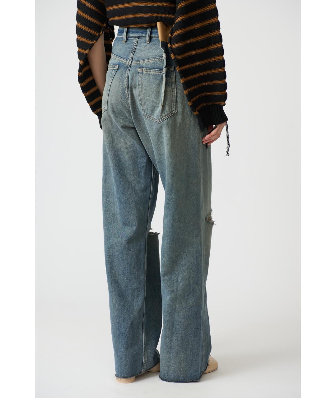 MM6 MAISON MARGIELA Темно-синие хлопковые прямые джинсы, фото 6