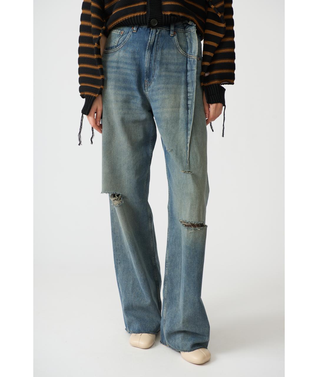 MM6 MAISON MARGIELA Темно-синие хлопковые прямые джинсы, фото 3