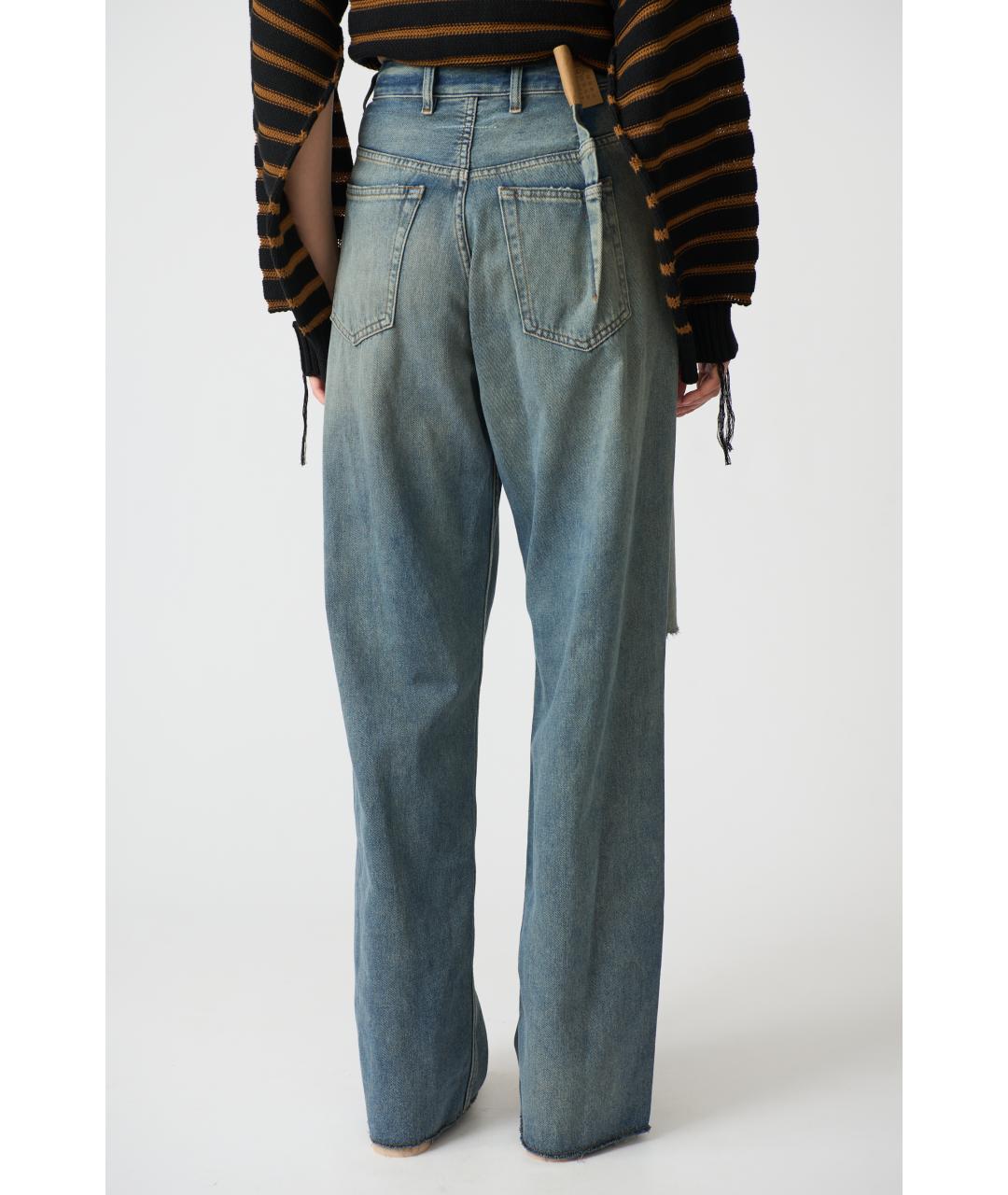 MM6 MAISON MARGIELA Темно-синие хлопковые прямые джинсы, фото 7