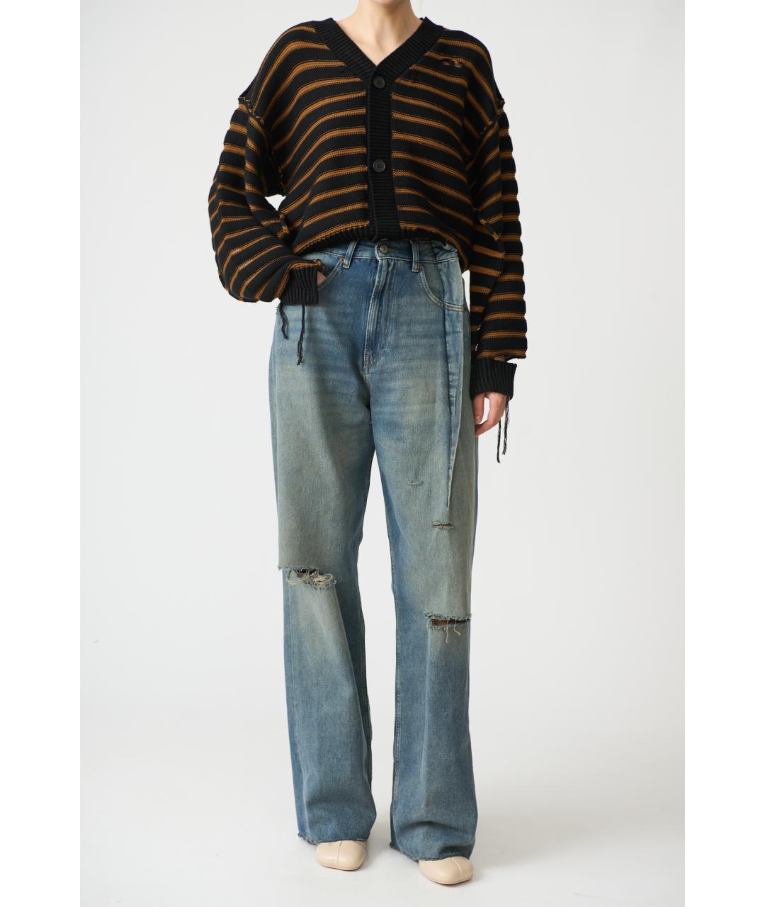 MM6 MAISON MARGIELA Темно-синие хлопковые прямые джинсы, фото 2