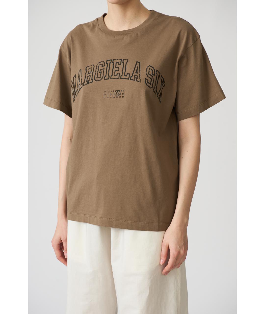 MM6 MAISON MARGIELA Коричневая хлопковая футболка, фото 2