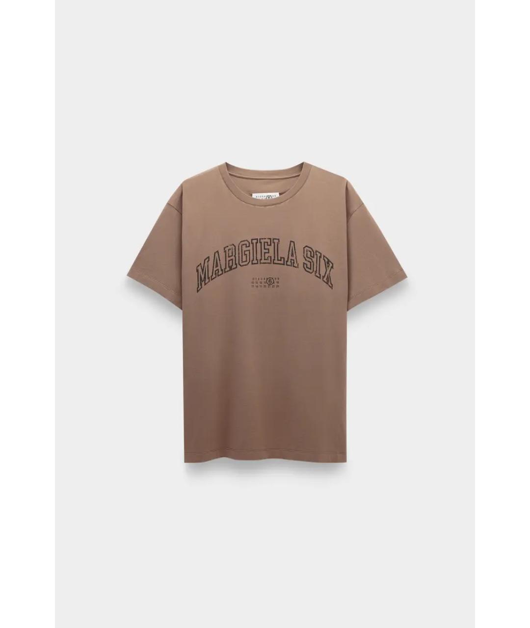 MM6 MAISON MARGIELA Коричневая хлопковая футболка, фото 6