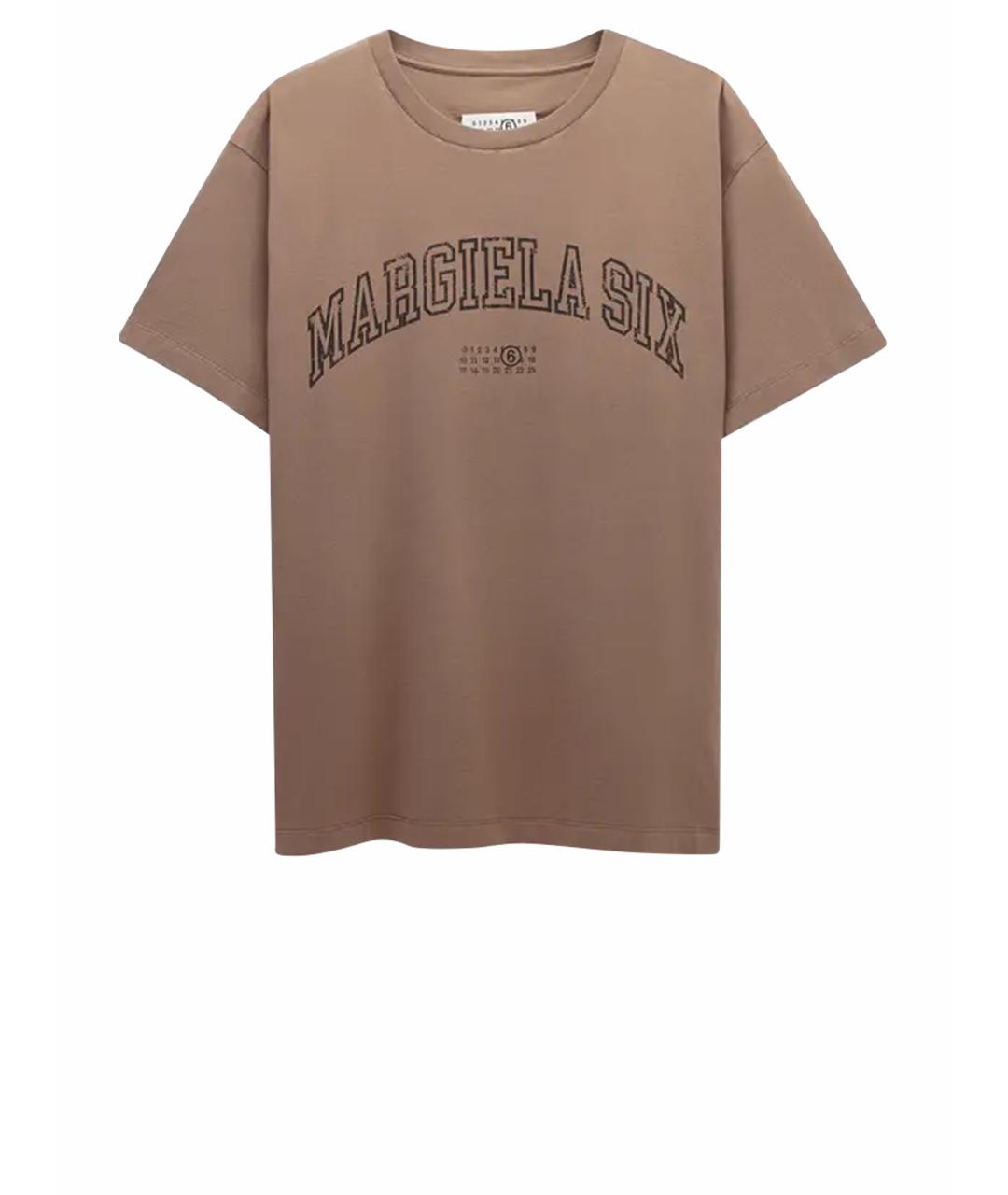 MM6 MAISON MARGIELA Коричневая хлопковая футболка, фото 1