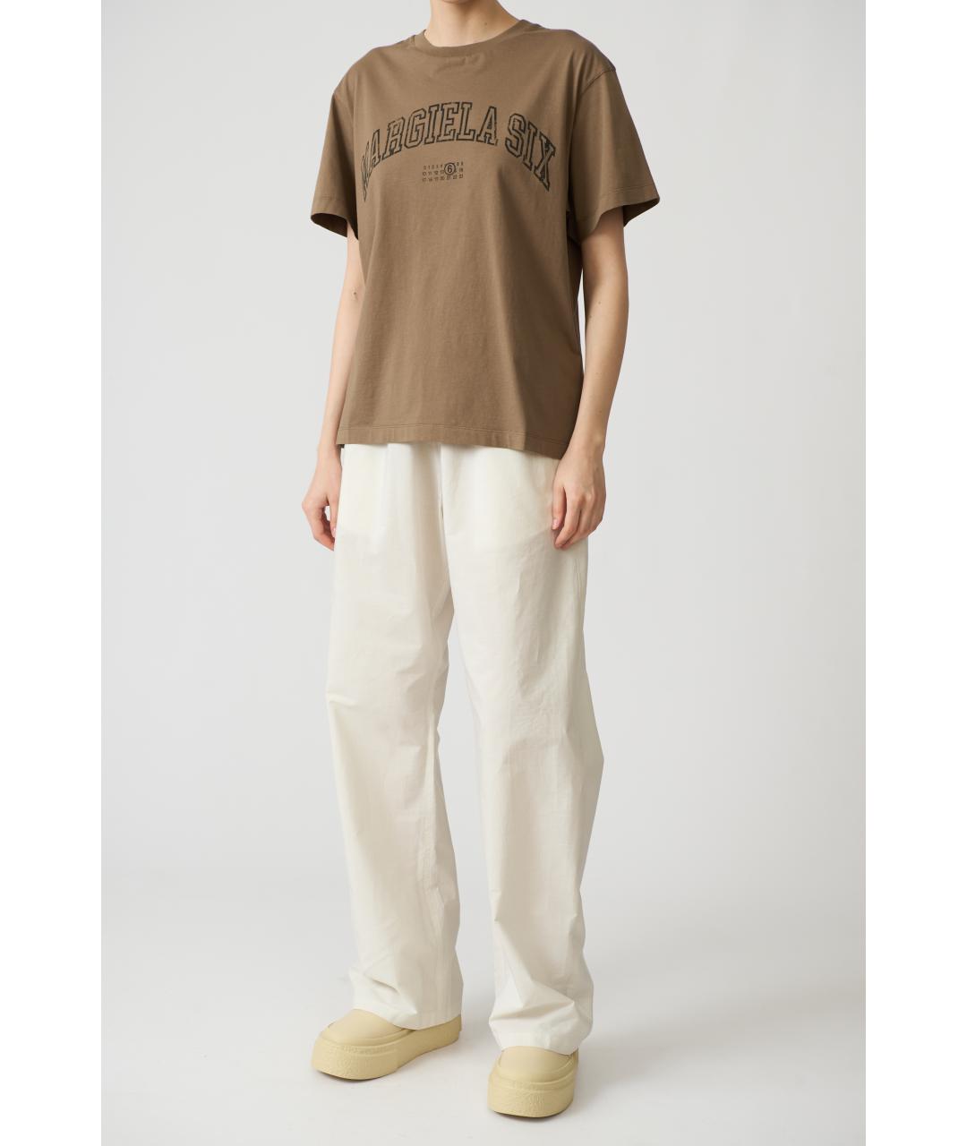 MM6 MAISON MARGIELA Коричневая хлопковая футболка, фото 5