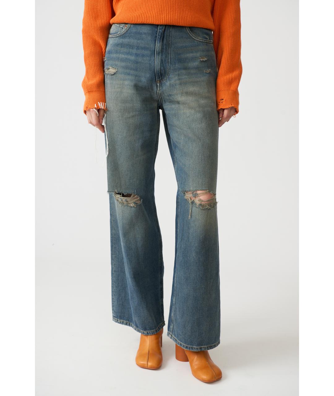 MM6 MAISON MARGIELA Темно-синие хлопковые прямые джинсы, фото 2