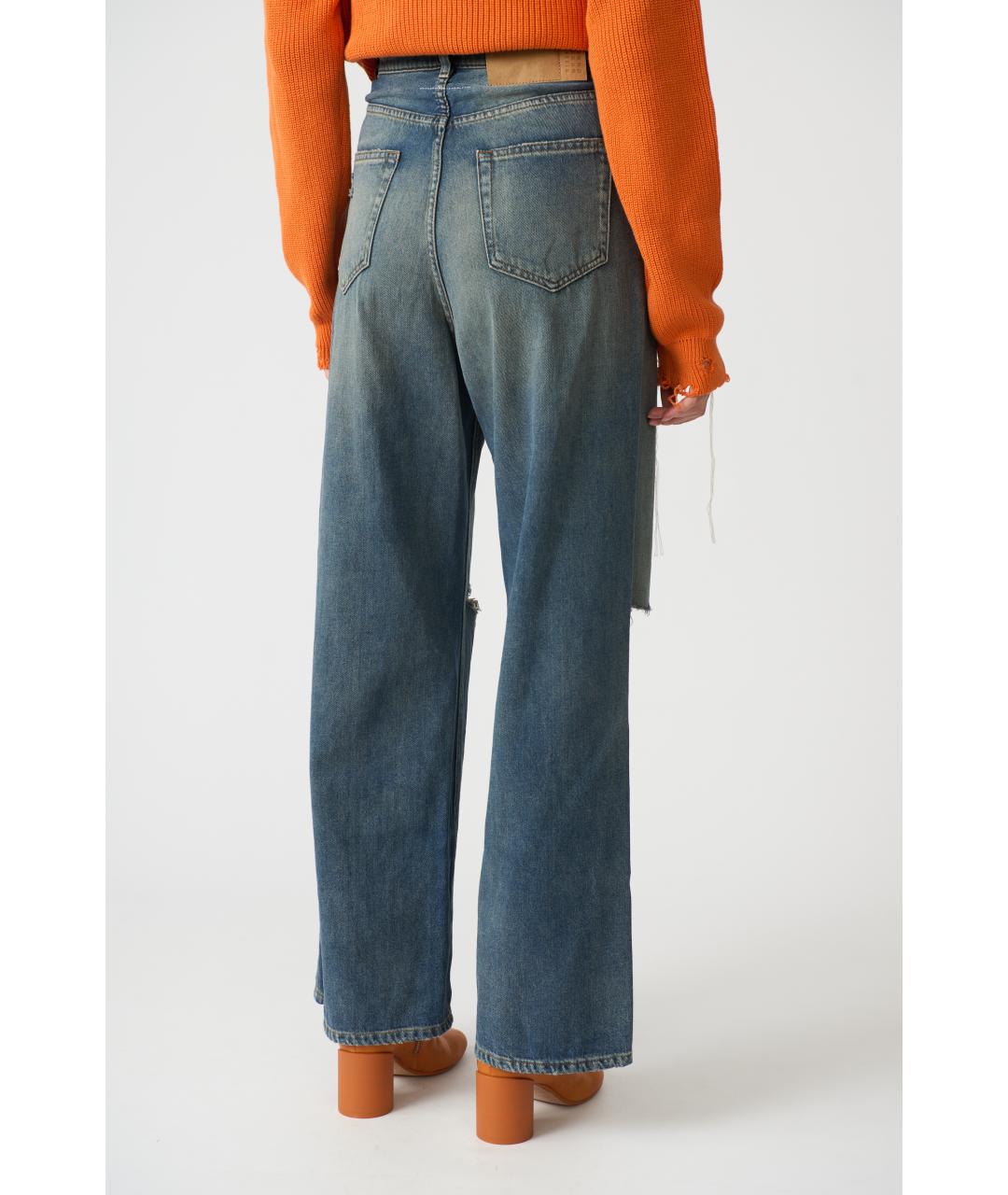 MM6 MAISON MARGIELA Темно-синие хлопковые прямые джинсы, фото 4