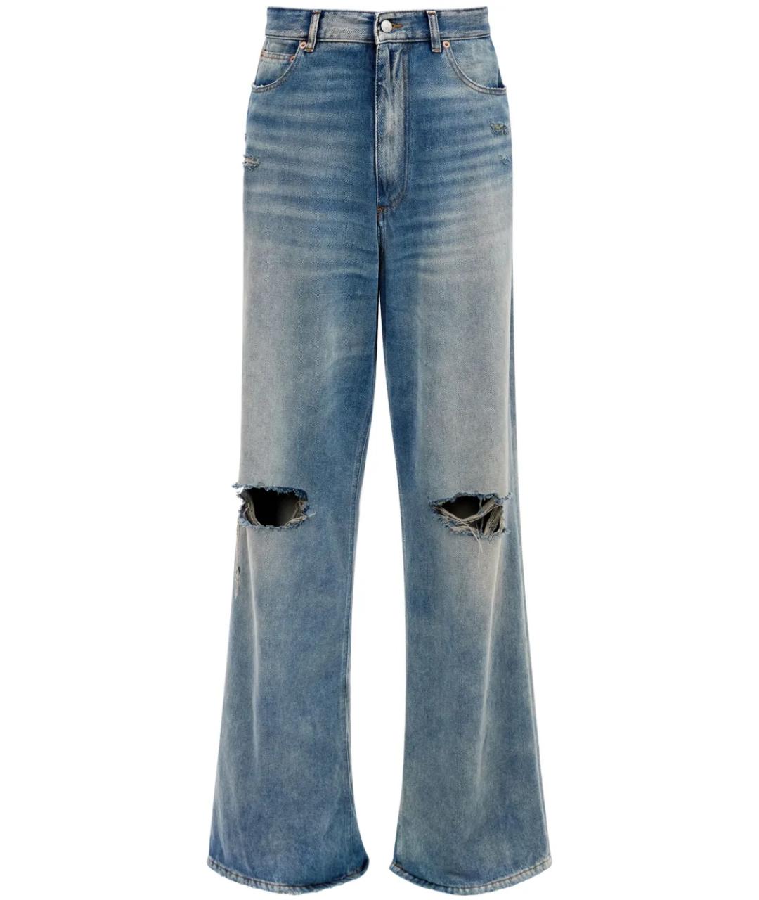 MM6 MAISON MARGIELA Темно-синие хлопковые прямые джинсы, фото 1