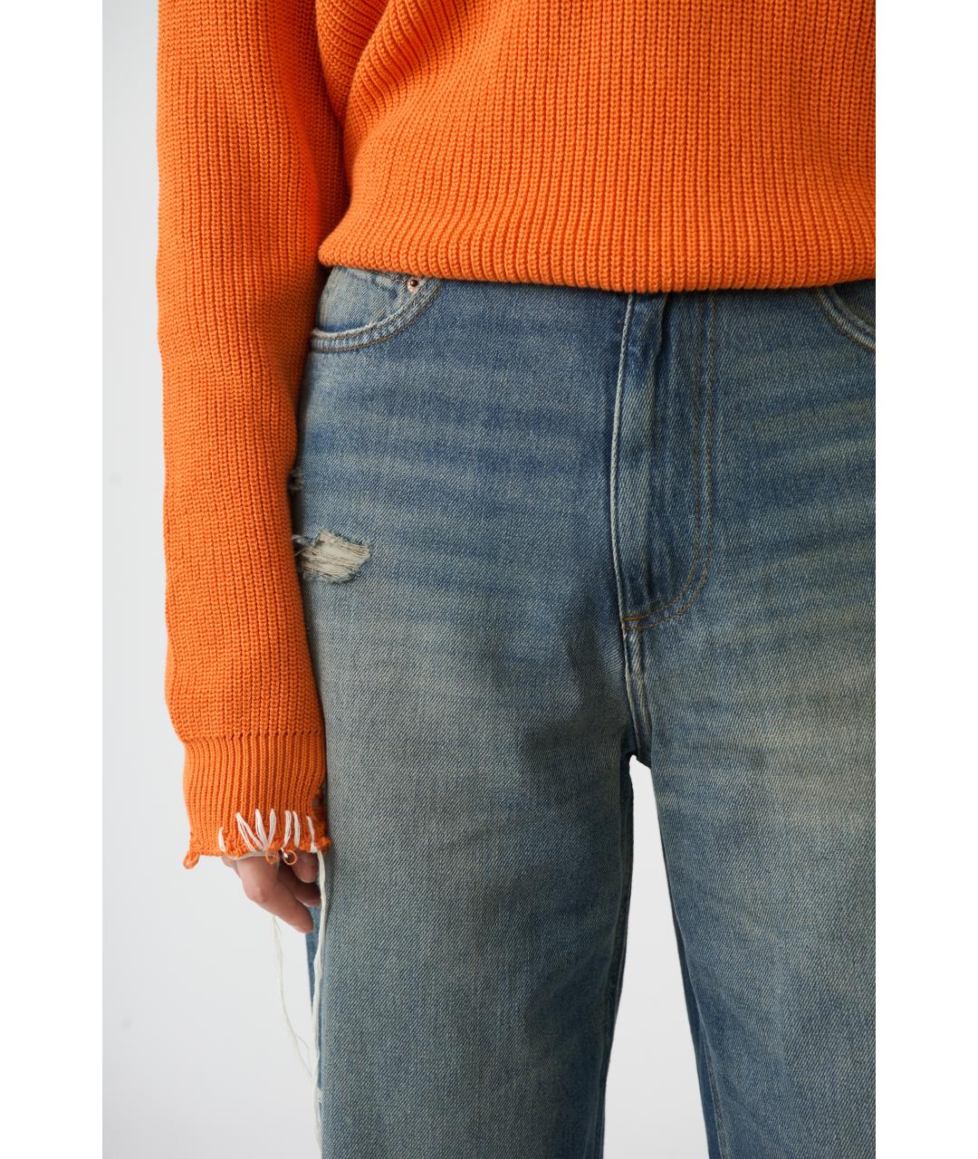 MM6 MAISON MARGIELA Темно-синие хлопковые прямые джинсы, фото 3