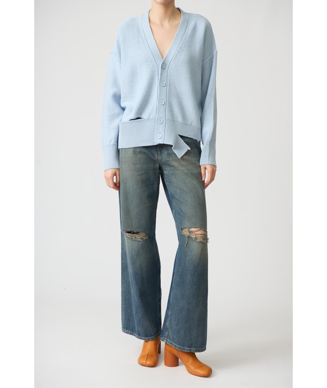 MM6 MAISON MARGIELA Темно-синие хлопковые прямые джинсы, фото 5