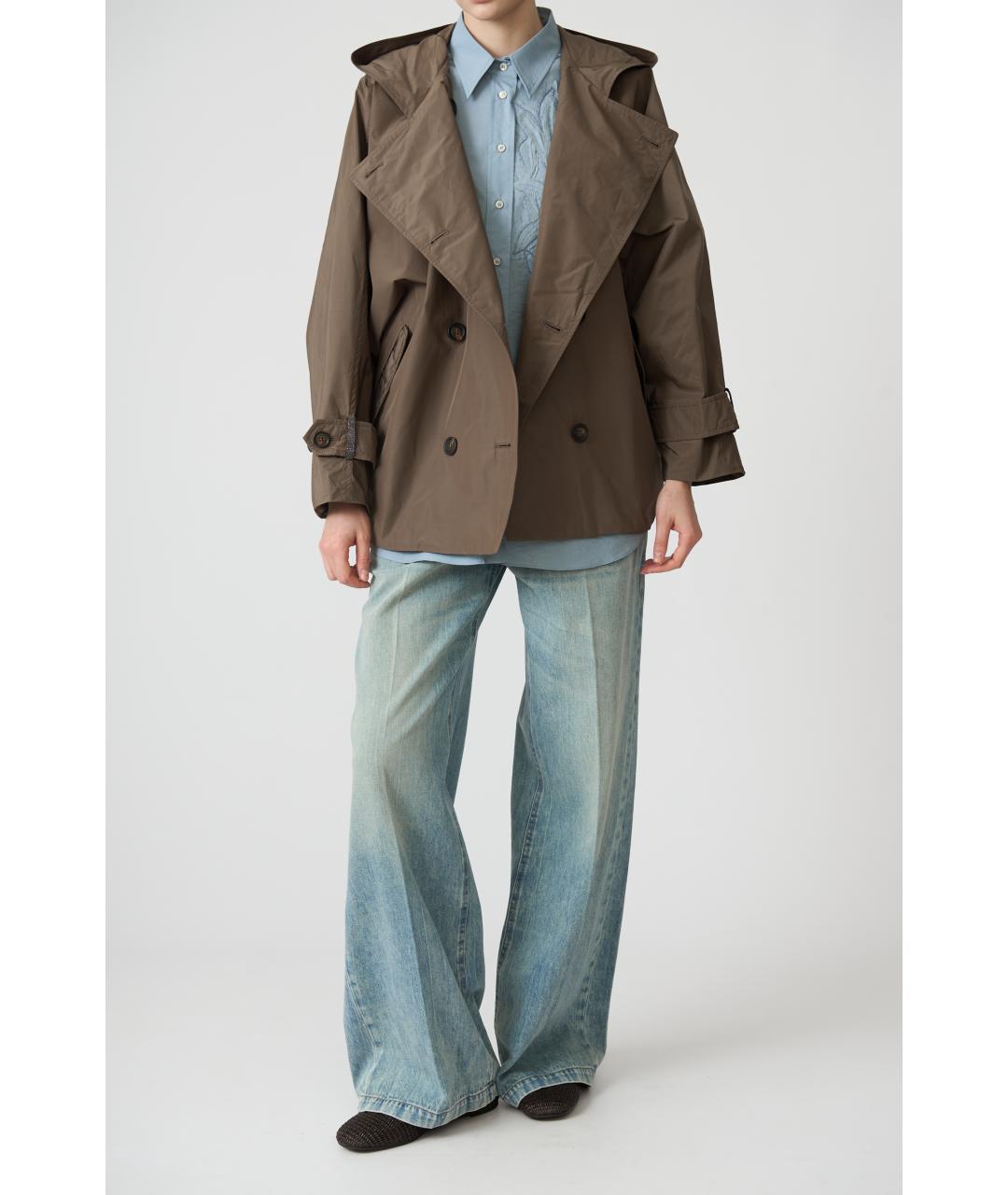 BRUNELLO CUCINELLI Голубые хлопковые прямые джинсы, фото 5