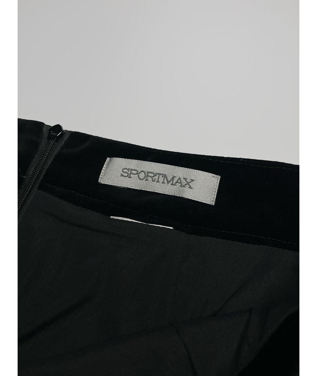 SPORTMAX Черная бархатная юбка мини, фото 2