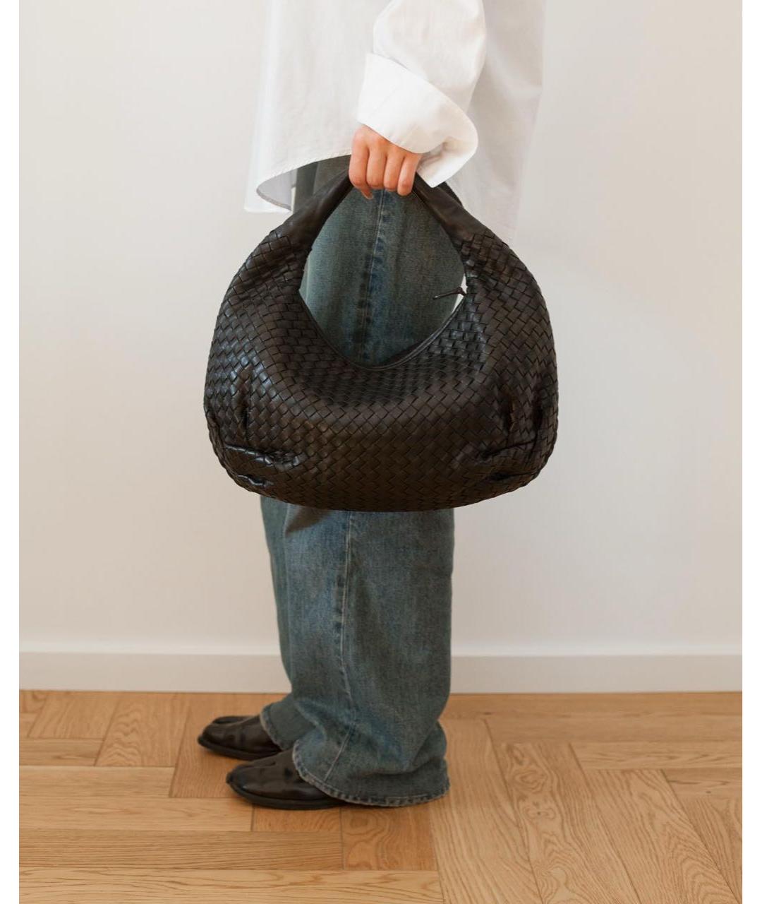 BOTTEGA VENETA Черная кожаная сумка с короткими ручками, фото 2