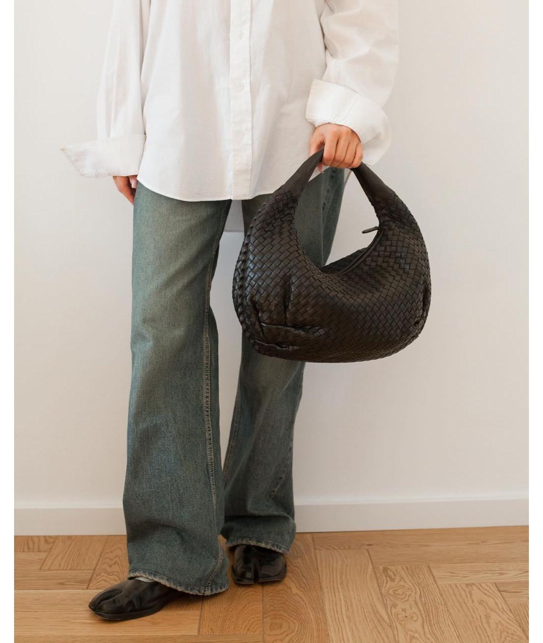 BOTTEGA VENETA Черная кожаная сумка с короткими ручками, фото 5