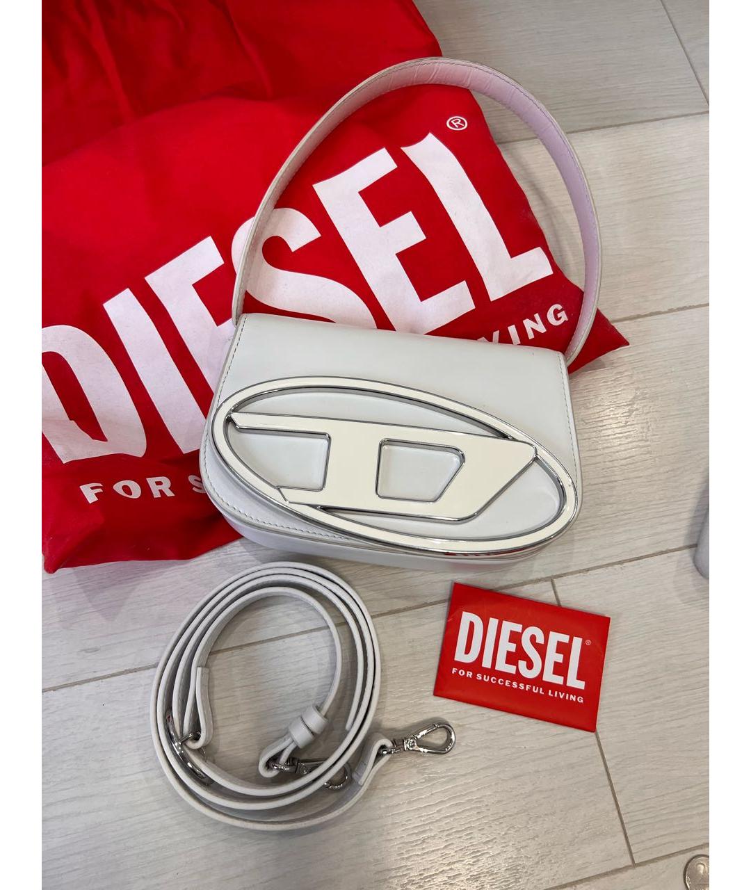 DIESEL Белая кожаная сумка с короткими ручками, фото 7