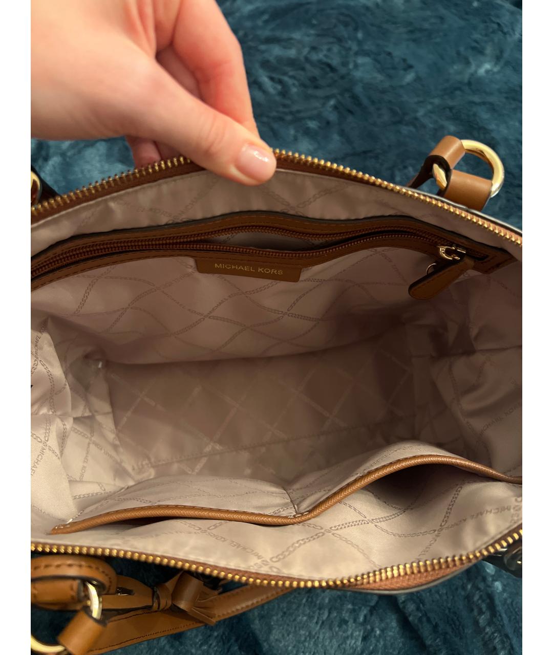 MICHAEL KORS Коричневая кожаная сумка тоут, фото 7