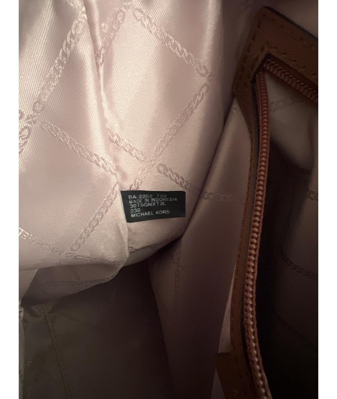 MICHAEL KORS Коричневая кожаная сумка тоут, фото 6