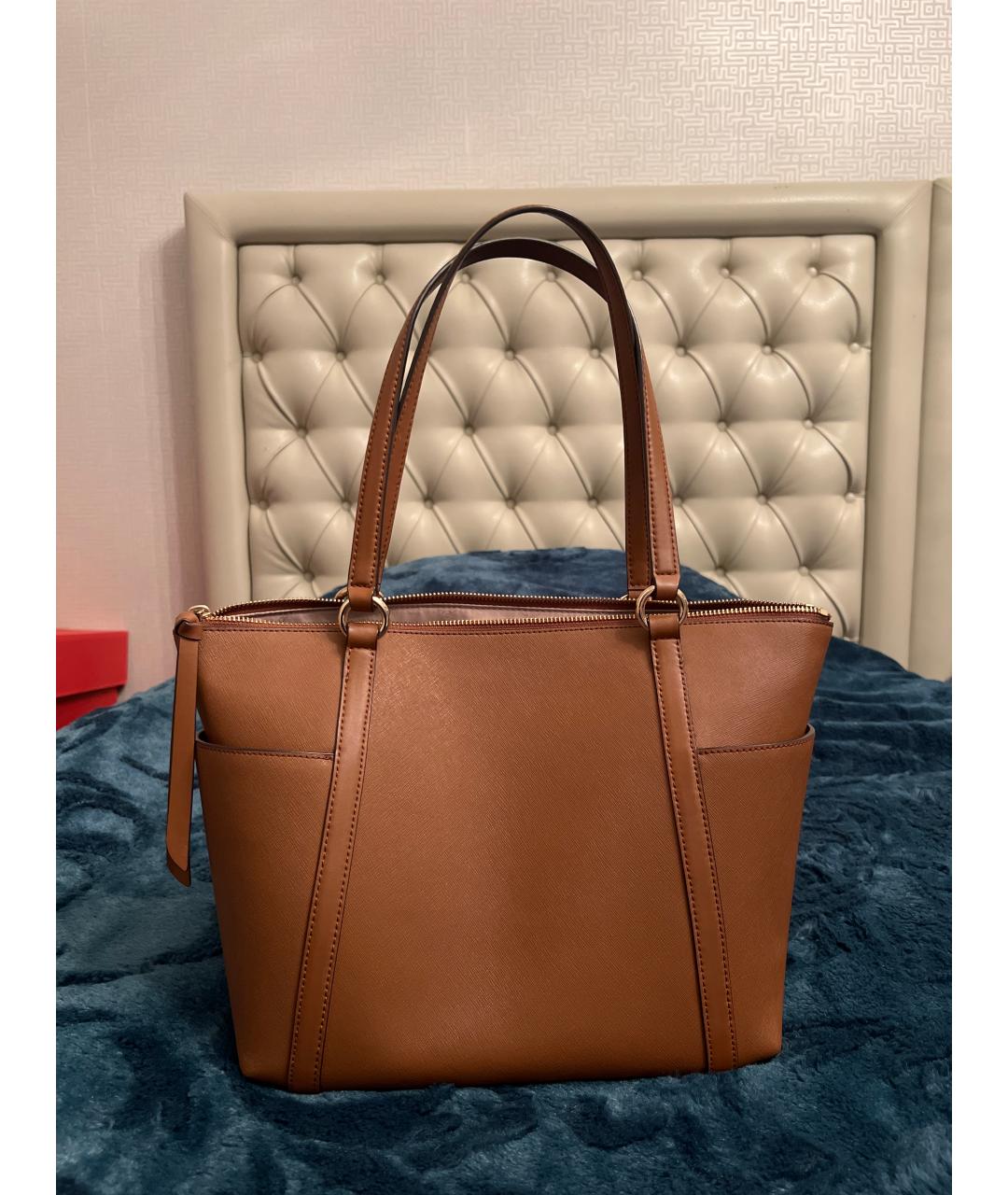 MICHAEL KORS Коричневая кожаная сумка тоут, фото 3